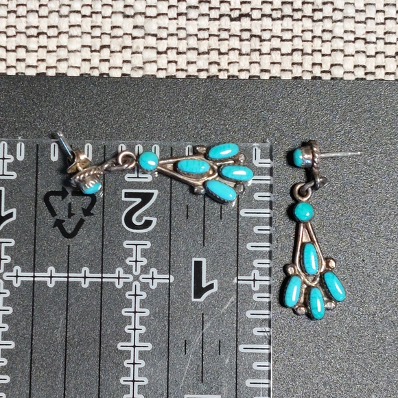 Turquoise Sterling Silver Dangle Earrings - Picture 9 of 11